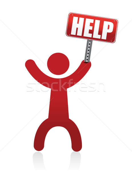 Stock photo: help icon person illustration isolated over a white background