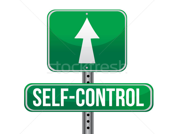 self control road sign illustration design over a white backgrou Stock photo © alexmillos