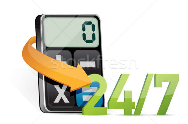 all day service and modern calculator illustration design over w Stock photo © alexmillos