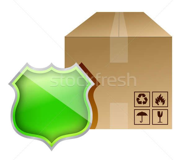 shield box protection illustration design over white Stock photo © alexmillos