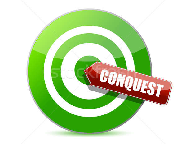 green conquest darts target aim on white background Stock photo © alexmillos