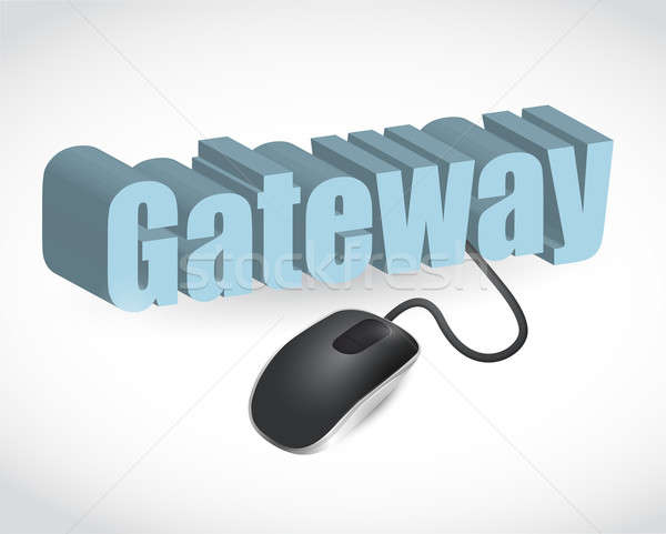 gateway sign and mouse illustration design over white Stock photo © alexmillos