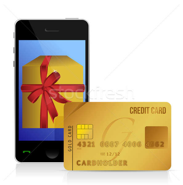 internet shopping with smart phone and credit card illustration Stock photo © alexmillos