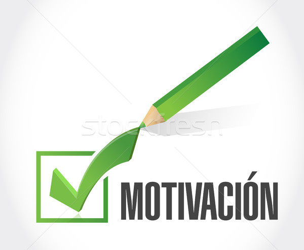 Motivation check mark sign in Spanish concept Stock photo © alexmillos