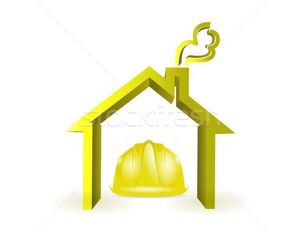 Casa construcción ilustración diseno blanco trabajador Foto stock © alexmillos