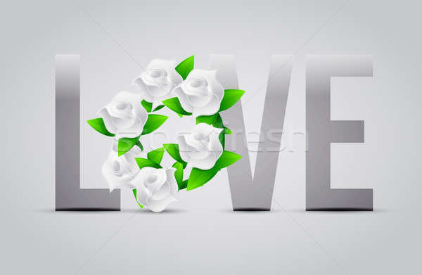 grey color Love flowers illustration designs Stock photo © alexmillos