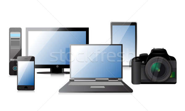 technology electronic concept illustration design over a white b Stock photo © alexmillos