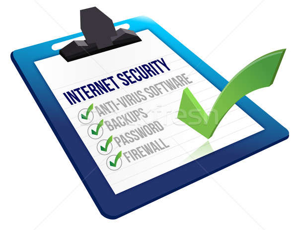 Checklist for internet security on a clipboard  Stock photo © alexmillos