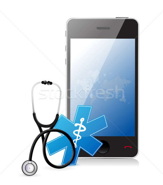 Smartphone medische app stethoscoop illustratie ontwerp Stockfoto © alexmillos