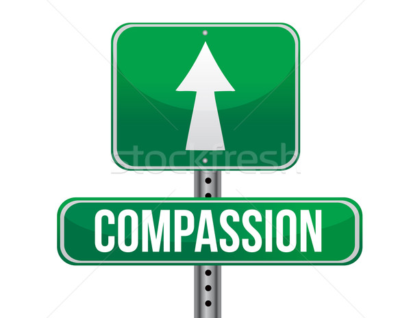 Compassion panneau routier illustration design blanche métal Photo stock © alexmillos
