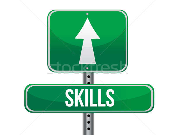 Skills road sign illustration design Stock photo © alexmillos