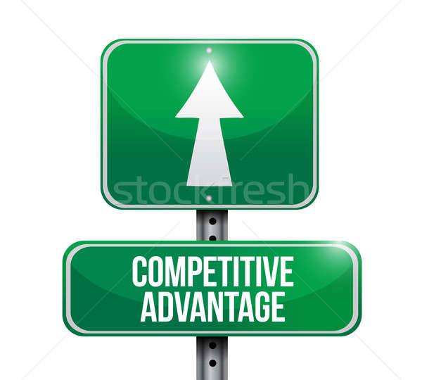 Competitivo vantaggio cartello stradale illustrazione design bianco Foto d'archivio © alexmillos