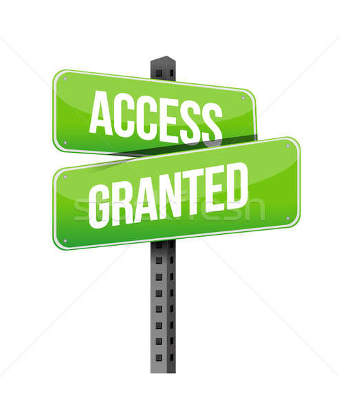 Access Granted road sign illustration design over a white backgr Stock photo © alexmillos