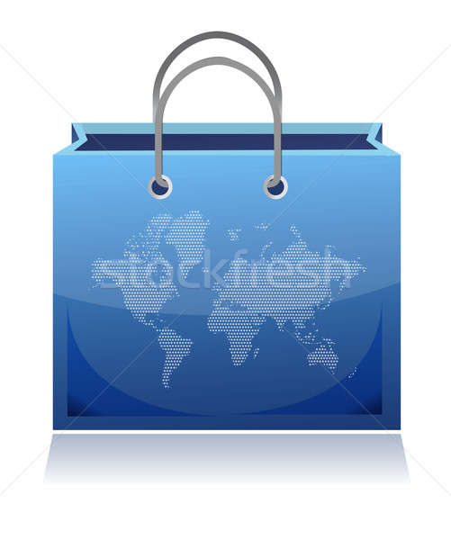 shopping bag mapped with the world map illustration design Stock photo © alexmillos