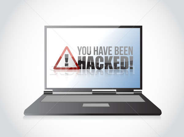 laptop, You Have Been Hacked Sign illustration design over white Stock photo © alexmillos