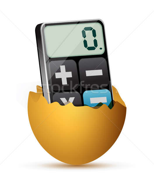 broken egg and modern calculator Stock photo © alexmillos