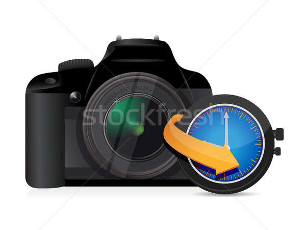 Aparat foto sincronizare ceas ceas ilustrare proiect Imagine de stoc © alexmillos