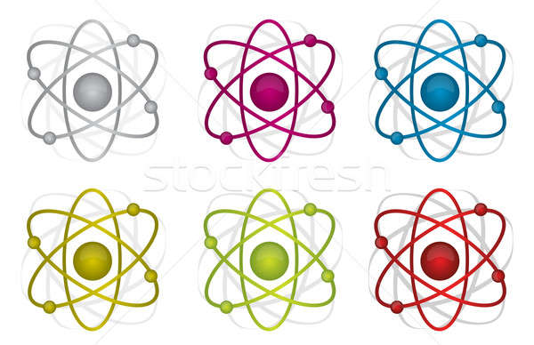 colorful atoms illustration design over white background Stock photo © alexmillos