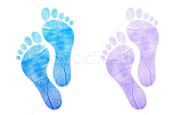 Baby Fußabdruck blau rosa Illustration Design Stock foto © alexmillos