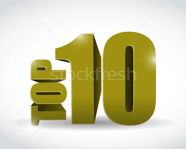 gold top ten sign illustration design over a white background Stock photo © alexmillos