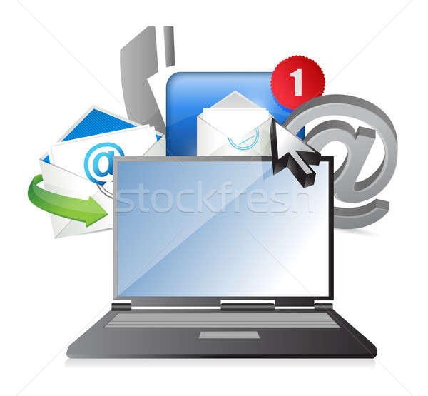 laptop Contact us concept illustration design over white Stock photo © alexmillos