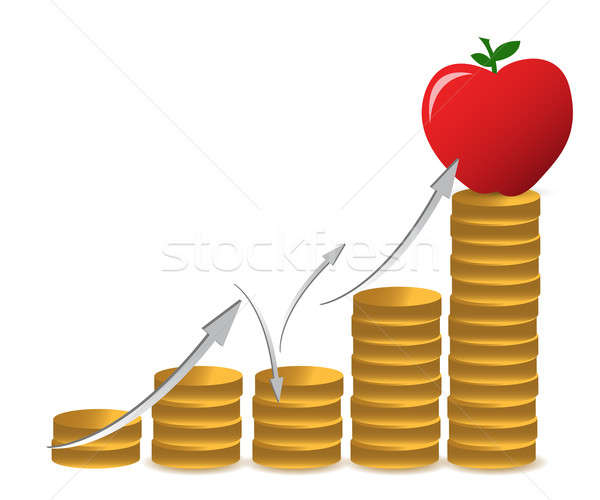 apple and coins graph illustration design over a white backgroun Stock photo © alexmillos