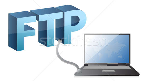 Stock foto: Laptop · Weltkarte · ftp · Netzwerk · Web · blau