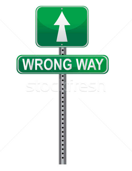 Wrong Way Street sign isolated over a white background. Stock photo © alexmillos