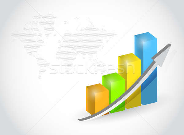 successful business graph illustration design and world map Stock photo © alexmillos
