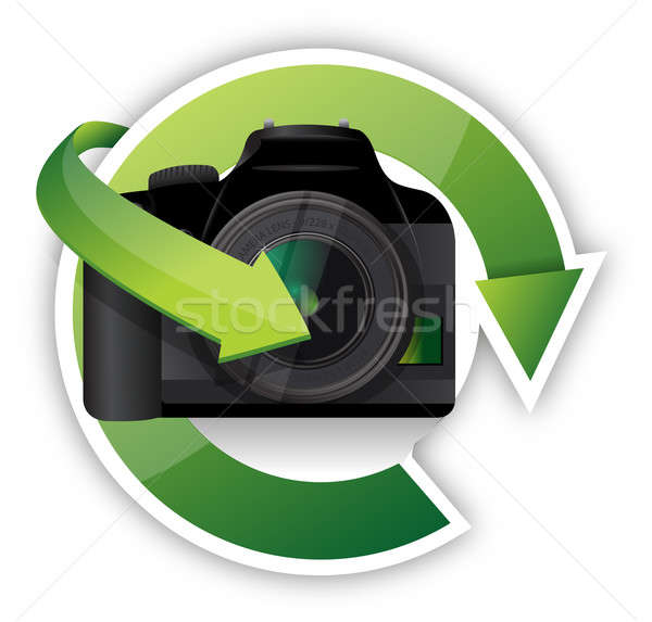 camera cycle graphic illustration design over a white background Stock photo © alexmillos