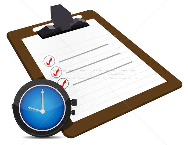 Classic office clock and check list illustration  Stock photo © alexmillos