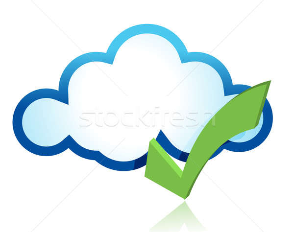 Blue cloud with green tick mark  Stock photo © alexmillos