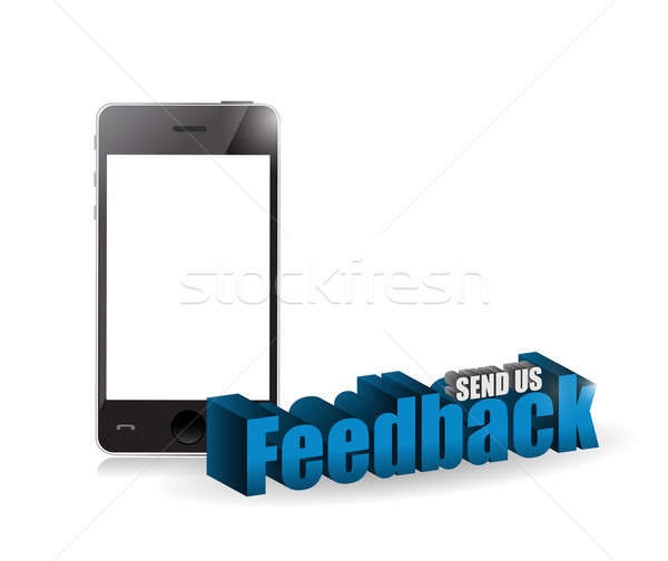 Phone feedback 3d blue sign illustration design Stock photo © alexmillos