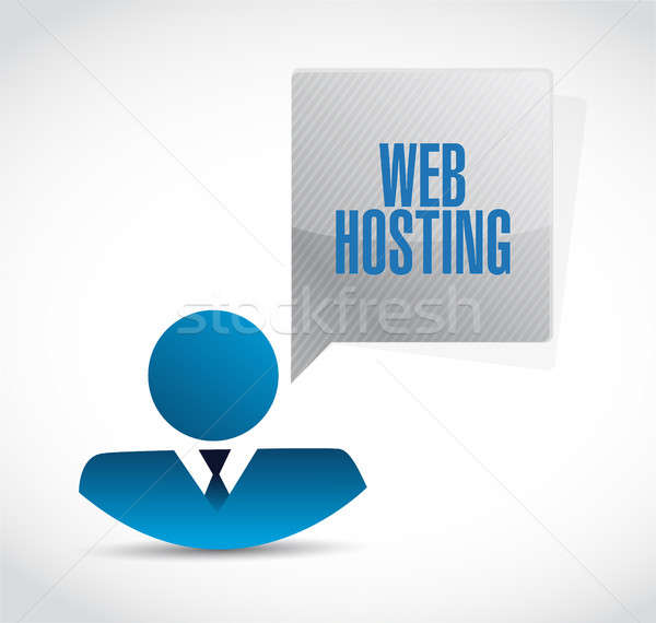 Háló hosting üzletember felirat illusztráció grafikai tervezés Stock fotó © alexmillos
