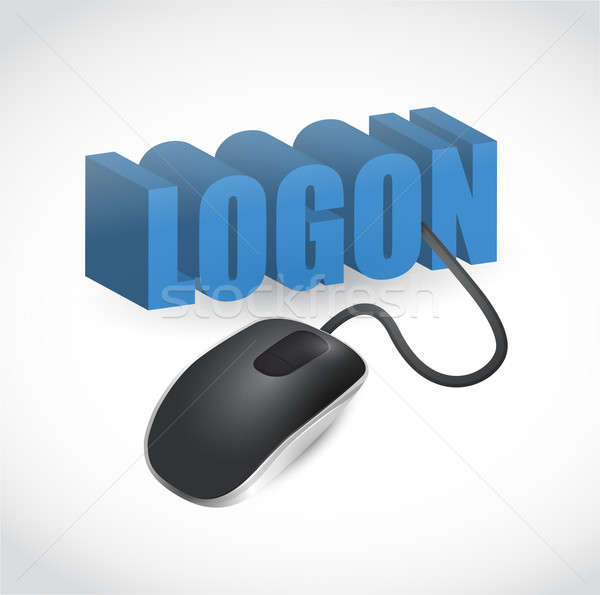 logon sign and mouse illustration design over white Stock photo © alexmillos