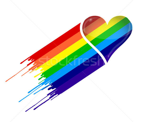Rainbow heart and ink illustration design over a white backgroun Stock photo © alexmillos