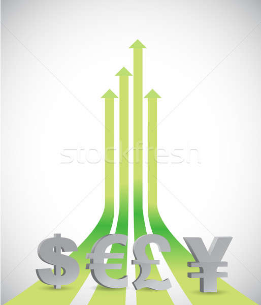 Felfelé nyilak valuta szimbólumok pénzügy jövő Stock fotó © alexmillos