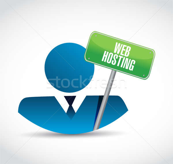 Stock photo: Web hosting businessman sign concept