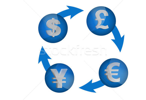 Waluta wymiany cyklu ilustracja projektu niebieski Zdjęcia stock © alexmillos