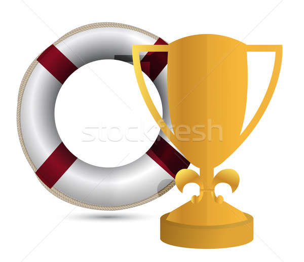 trophy cup Life Buoy on a white background Stock photo © alexmillos