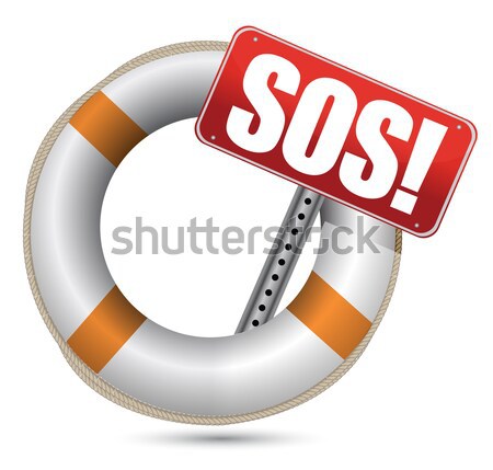 Lifebuoy with red help sign over white background Stock photo © alexmillos