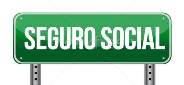 social security sign in Spanish illustration design over white Stock photo © alexmillos