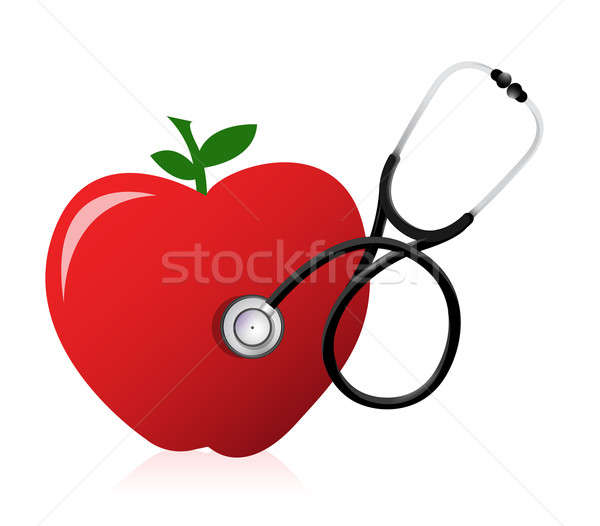 healthy food concept with a Stethoscope illustration design over Stock photo © alexmillos