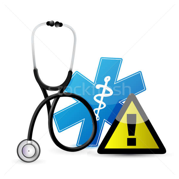 medical warning with a Stethoscope illustration design over whit Stock photo © alexmillos