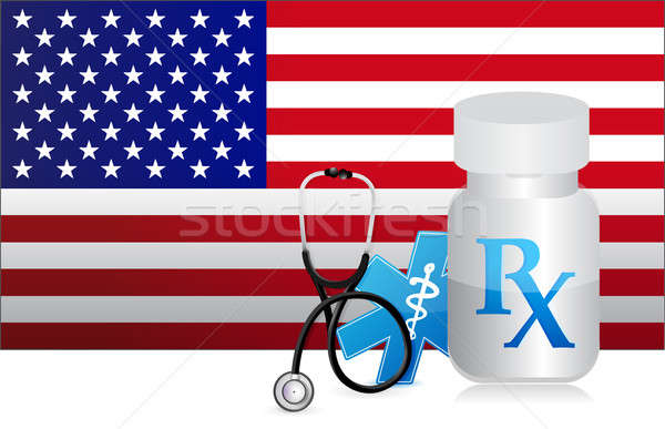 US Healthcare flag and medicine illustration design graphic Stock photo © alexmillos