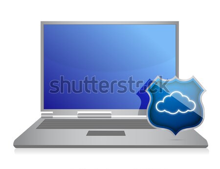 laptop and cloud computing shield security concept illustration  Stock photo © alexmillos