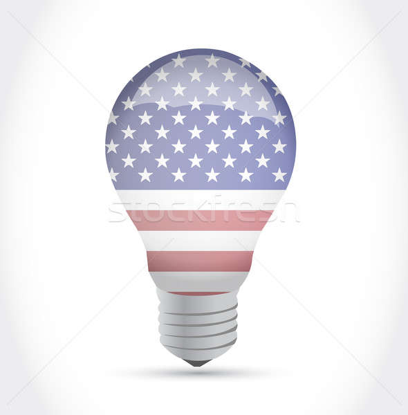 usa flag idea light bulb illustration design over white Stock photo © alexmillos
