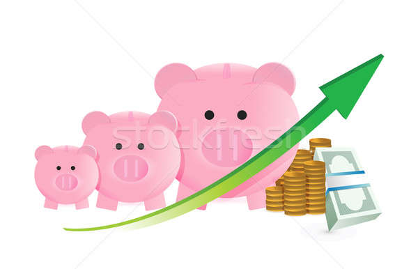 Сток-фото: экономия · Банки · диаграммы · зеленый · стрелка