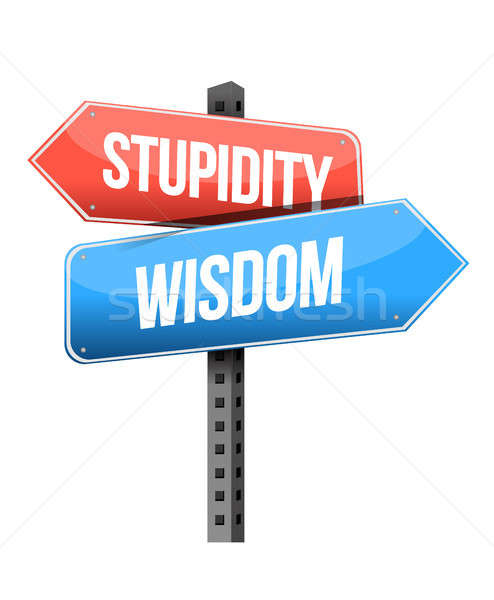 wisdom, stupidity road sign Stock photo © alexmillos