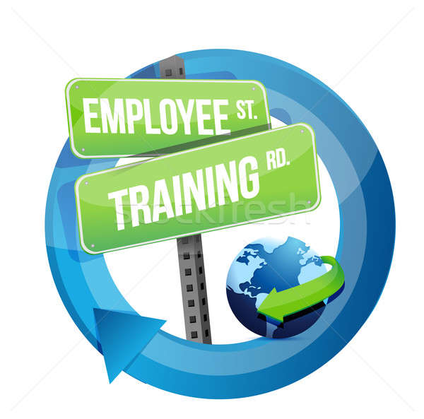 employee training road sign illustration design Stock photo © alexmillos